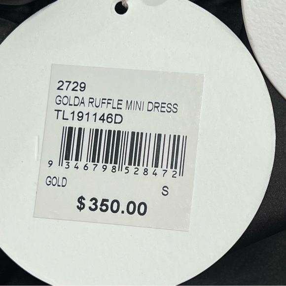 La Maison Talulah Golda Ruffle Mini Dress Black Gold Sparkle Glitter Small New - Picture 13 of 16